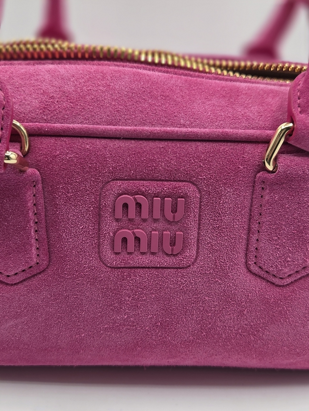 Miu Miu Arcadie Hot Pink Suede Satchel Handbag Purse NWT Authentic - Picture 11 of 15